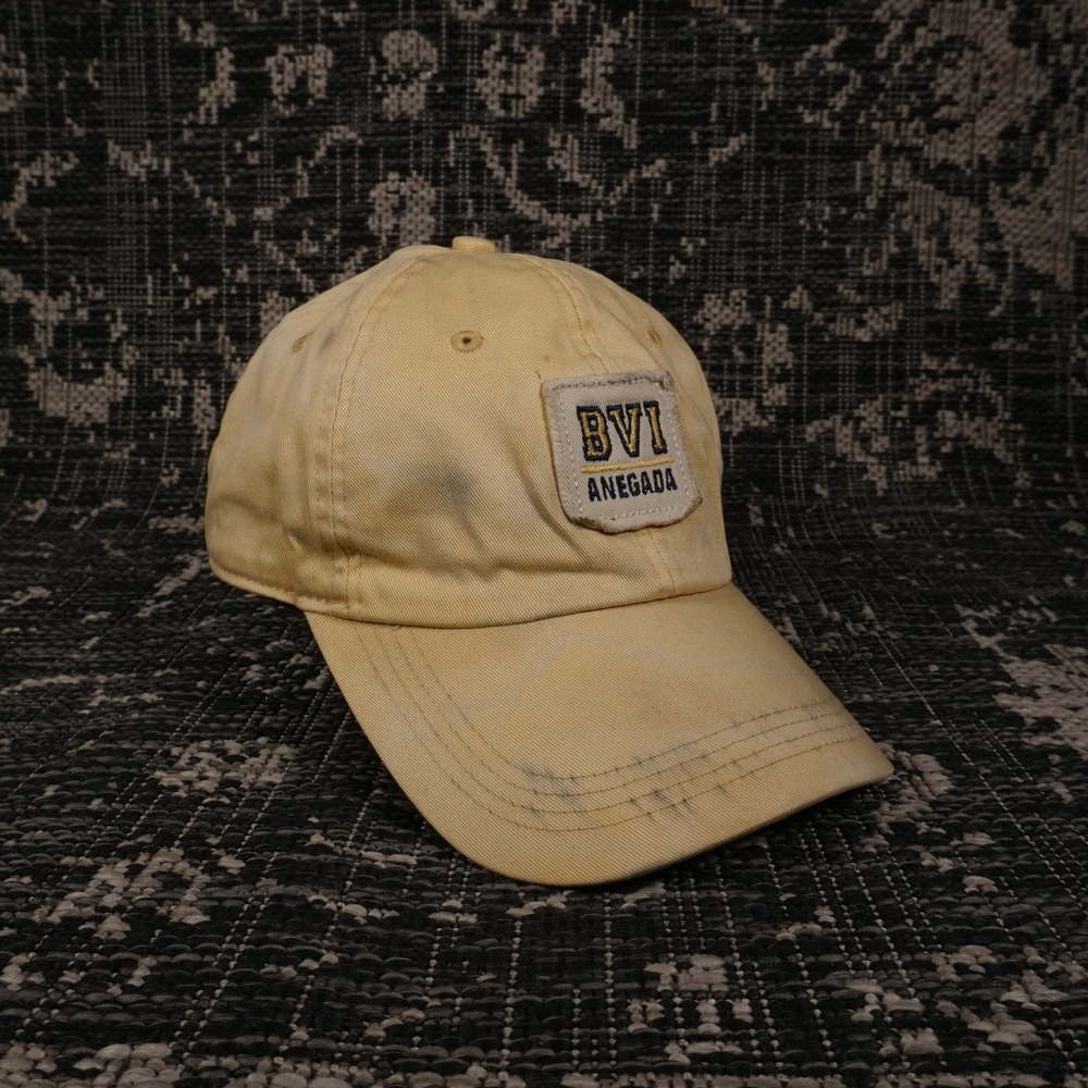 AHEAD Extreme Fit Hat Cap Yellow BVI‎ Anegada Adjustable Adult Golf Y2k Retro